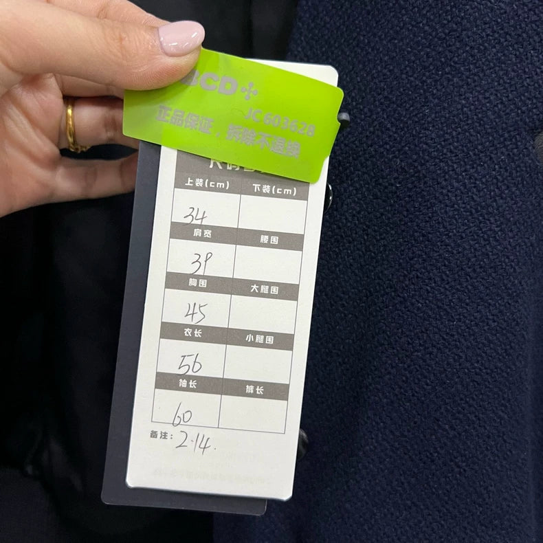 Saint Laurent Navy Leather Baseball Jacket