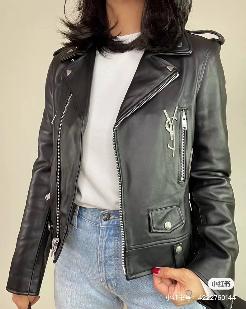 Saint Laurent Leather Biker Jacket in Black