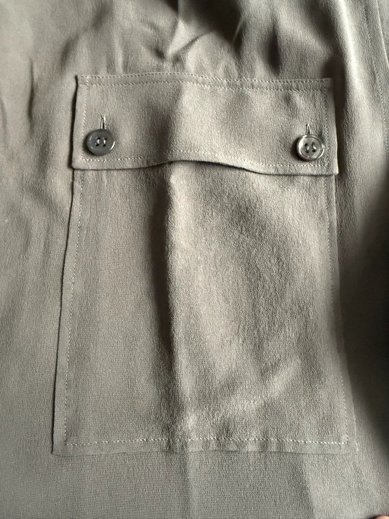 Saint Laurent Men's Sheer Olive Shirt