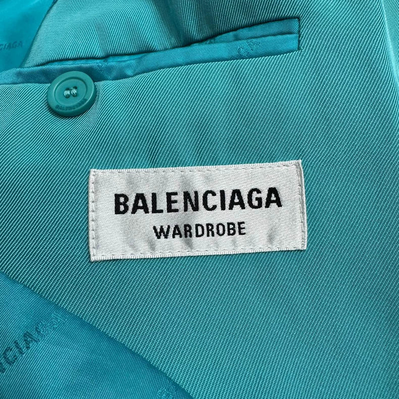 Balenciaga Aqua Pleated Suit Jacket-zp