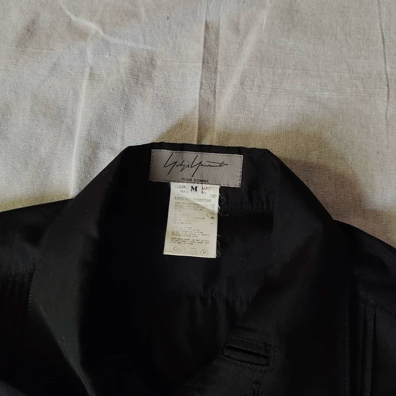 Black Pleated Collar Shirt by Yohji Yamamoto