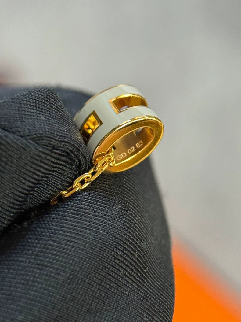 Hermes H Logo Gold Chain Necklace-yf