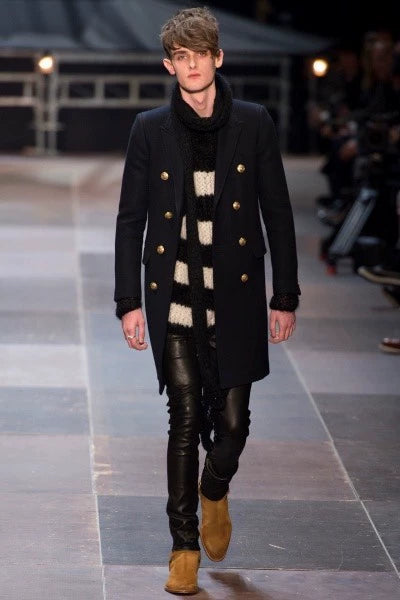 Saint Laurent Paris Navy Gold Button Coat