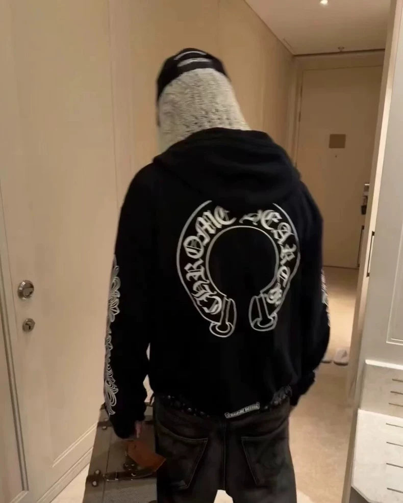 Chrome Hearts Black Hoodie with Floral Design
