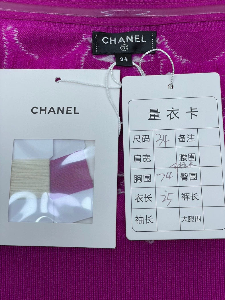 Chanel Purple Logo Strapless Top