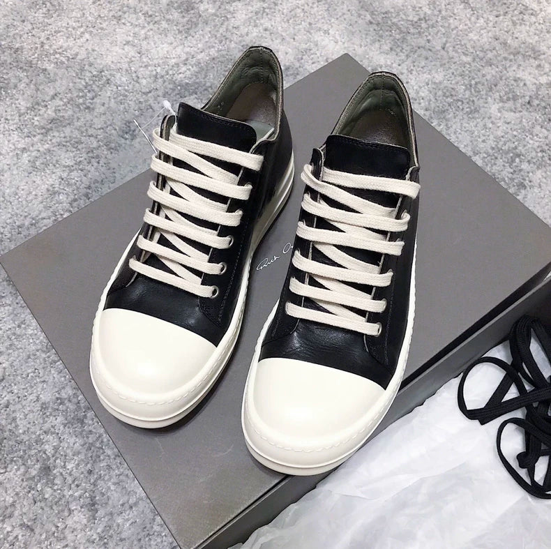 Rick Owens Black White Low Top Sneakers-yf