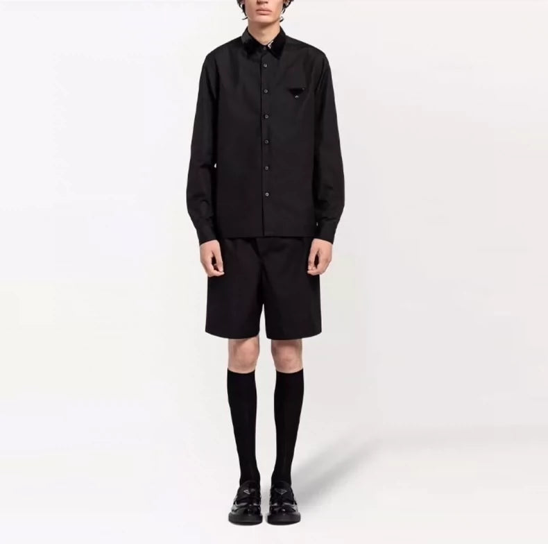 Prada Sequined Triangle Logo Shirt-zp