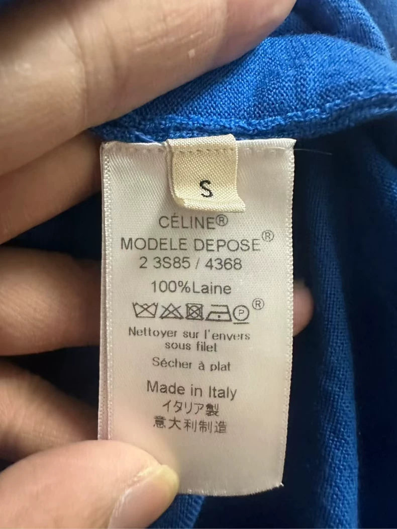 Celine Blue Wool Mock Two-Piece Sweater