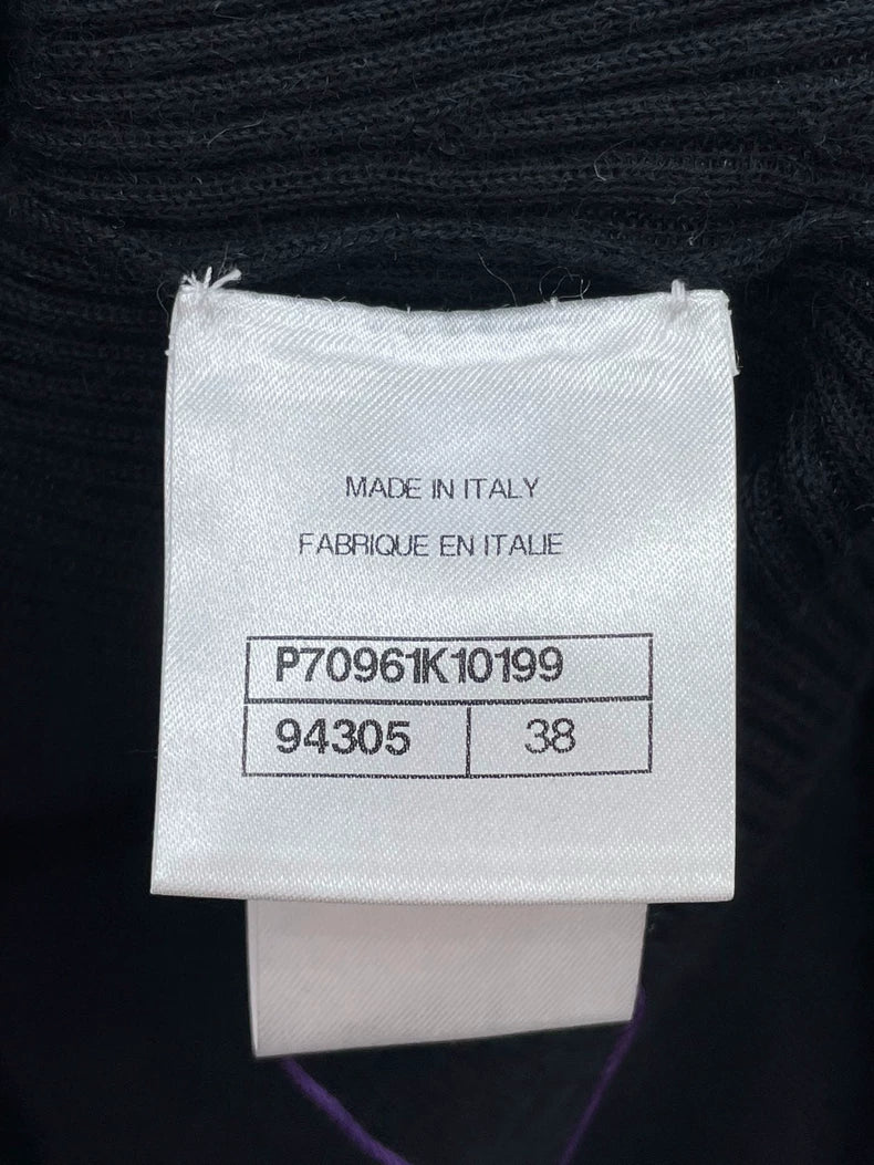 Chanel Black Ruffled Knit Dress