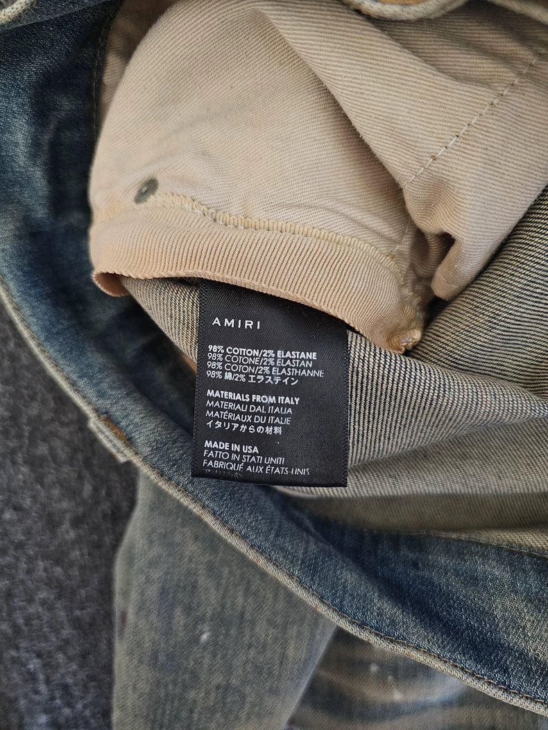 Amiri Yellow Clay Washed Paint Splatter Jeans-yf