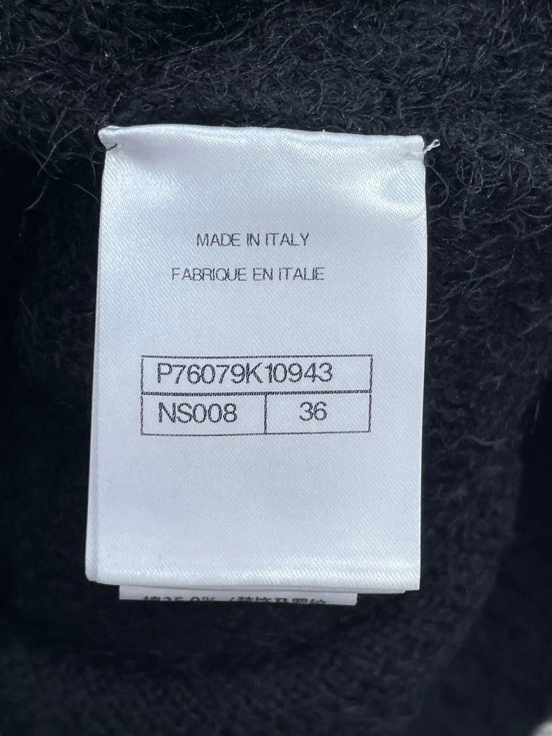 Chanel Black Knit Sweater with Floral Design