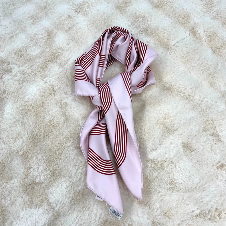 Hermes Pink Silk Scarf with Print