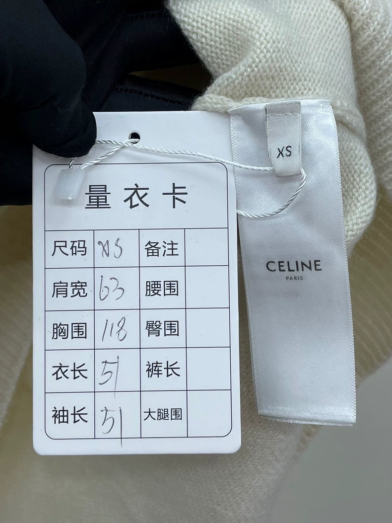 Celine White Knit Pullover Sweater