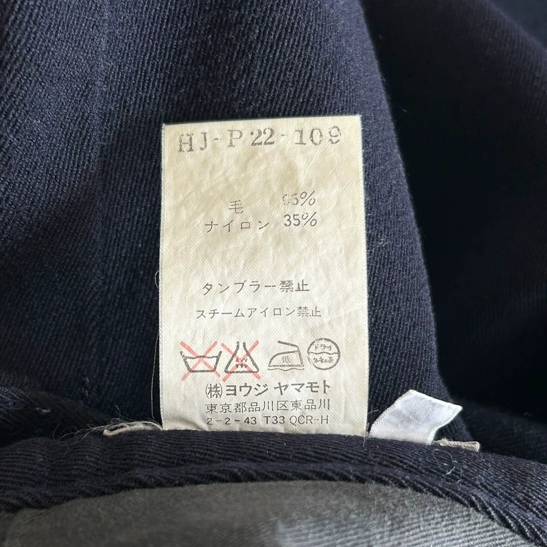 Yohji Yamamoto Navy Wool Denim Pants