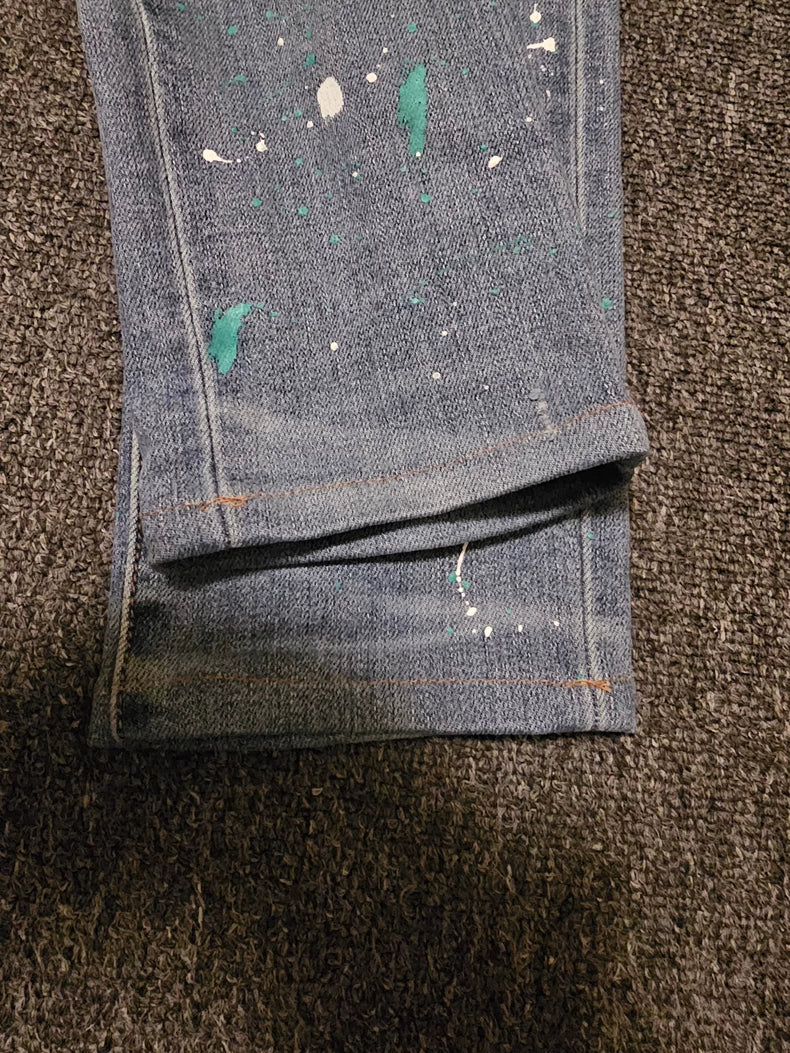 Amiri Distressed Denim Jeans With Paint Splatter-yf