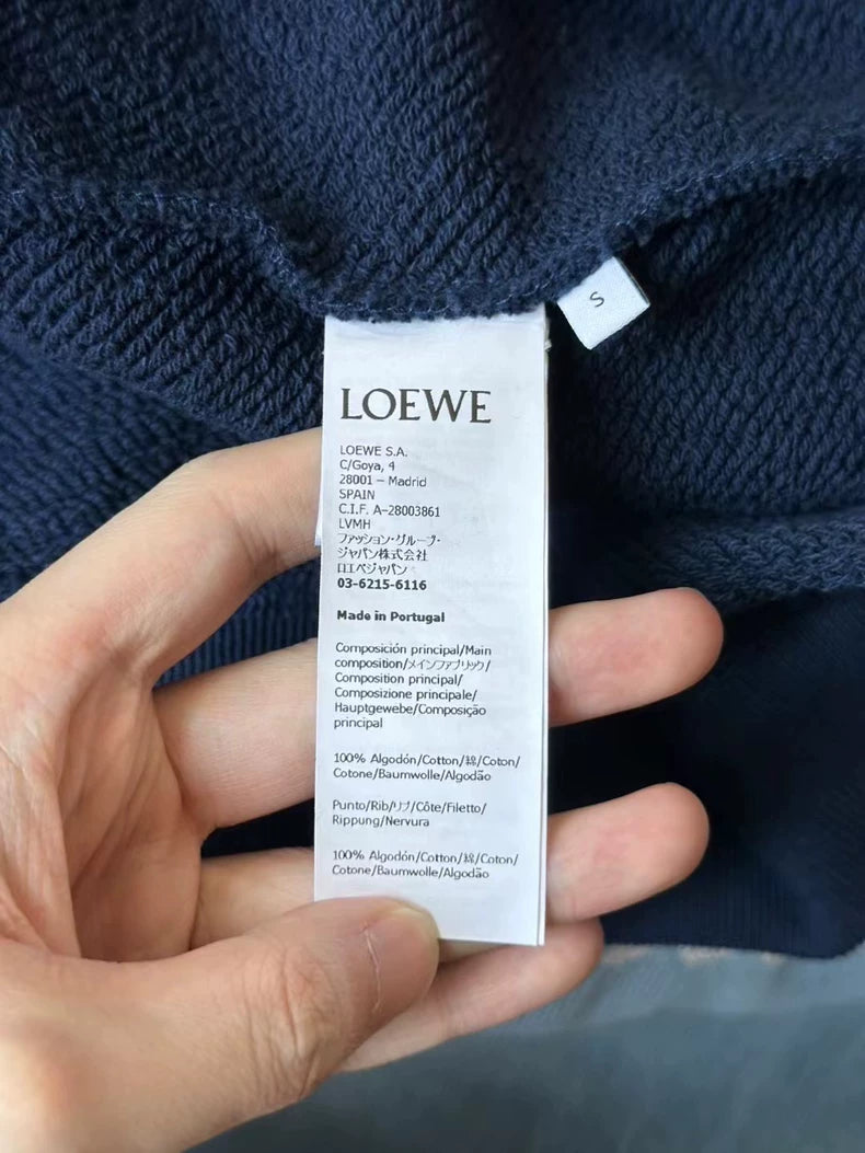 Loewe Deep Blue Embroidered Logo Hoodie