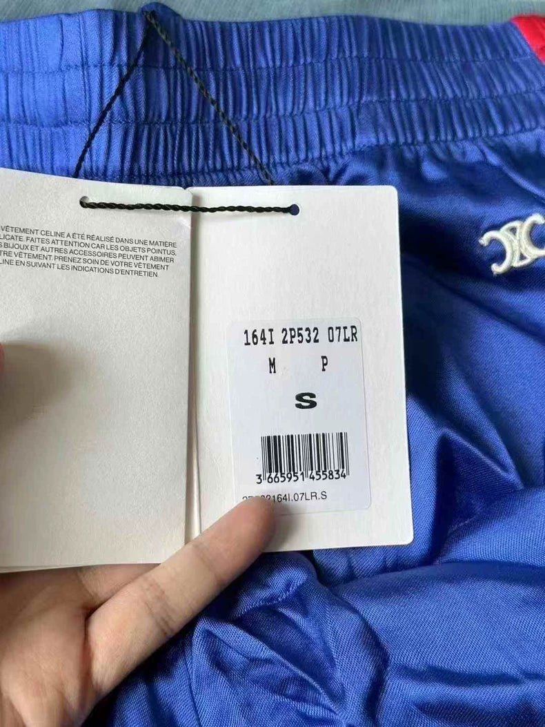 Celine Embroidered Shorts with Red Accents