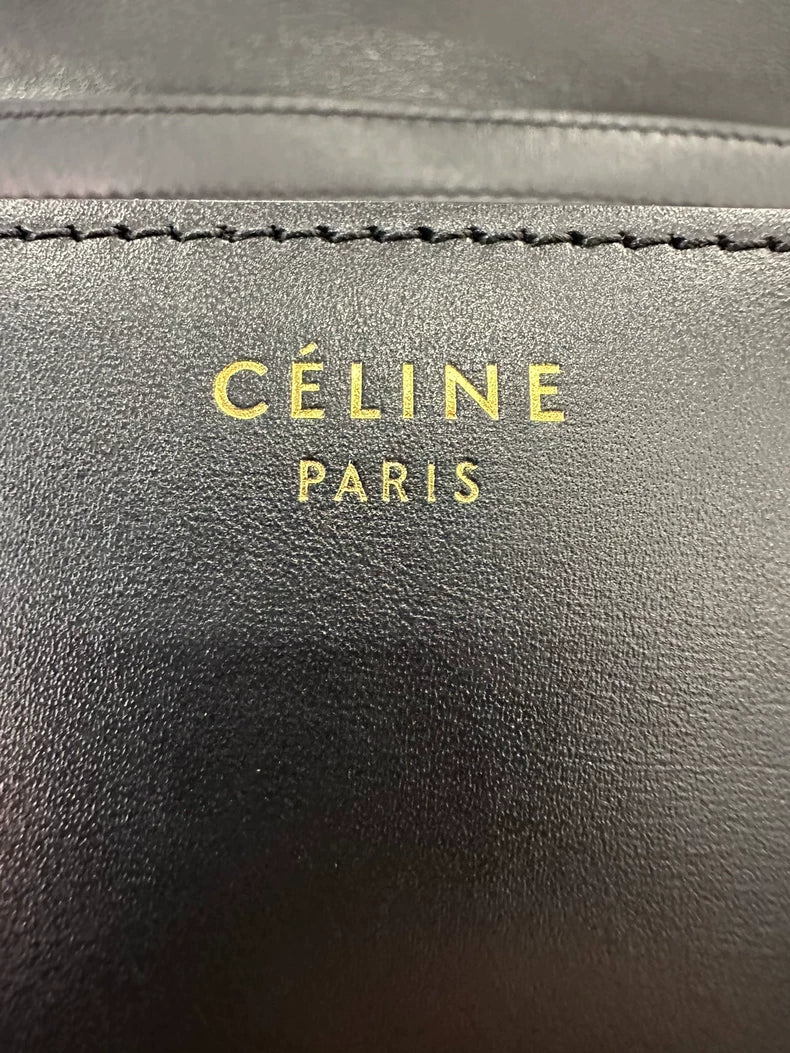 Celine Black Gold Medium Box Shoulder Bag
