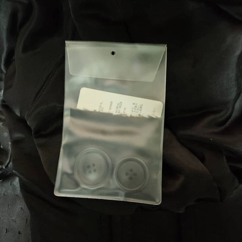 Black Double-Breasted Nylon Cotton Jacket