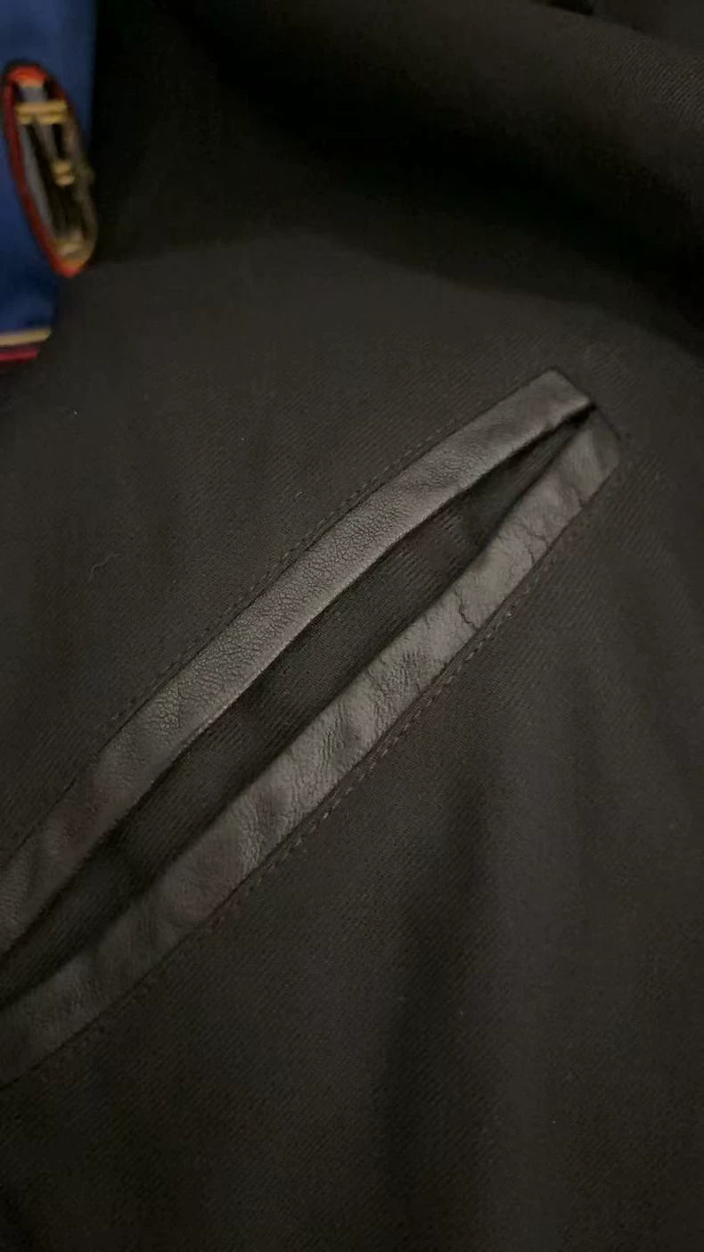 Saint Laurent Wool and Leather Baseball Jacket