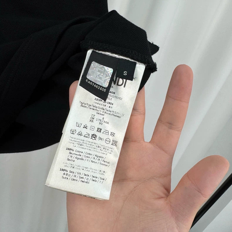 Fendi Black Logo Collar Polo Shirt-yf