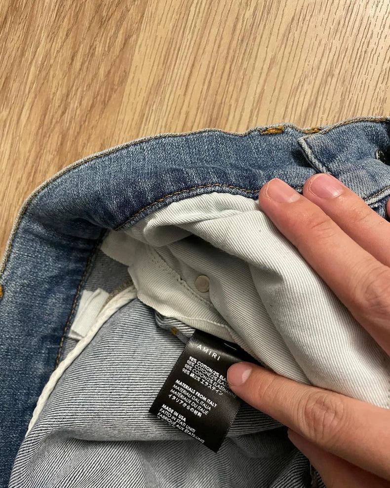 Amiri Blue Torn Thrash MX1 Denim Pants