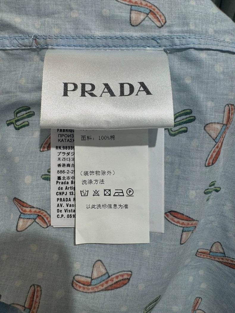 PRADA Blue Printed Long Sleeve Shirt