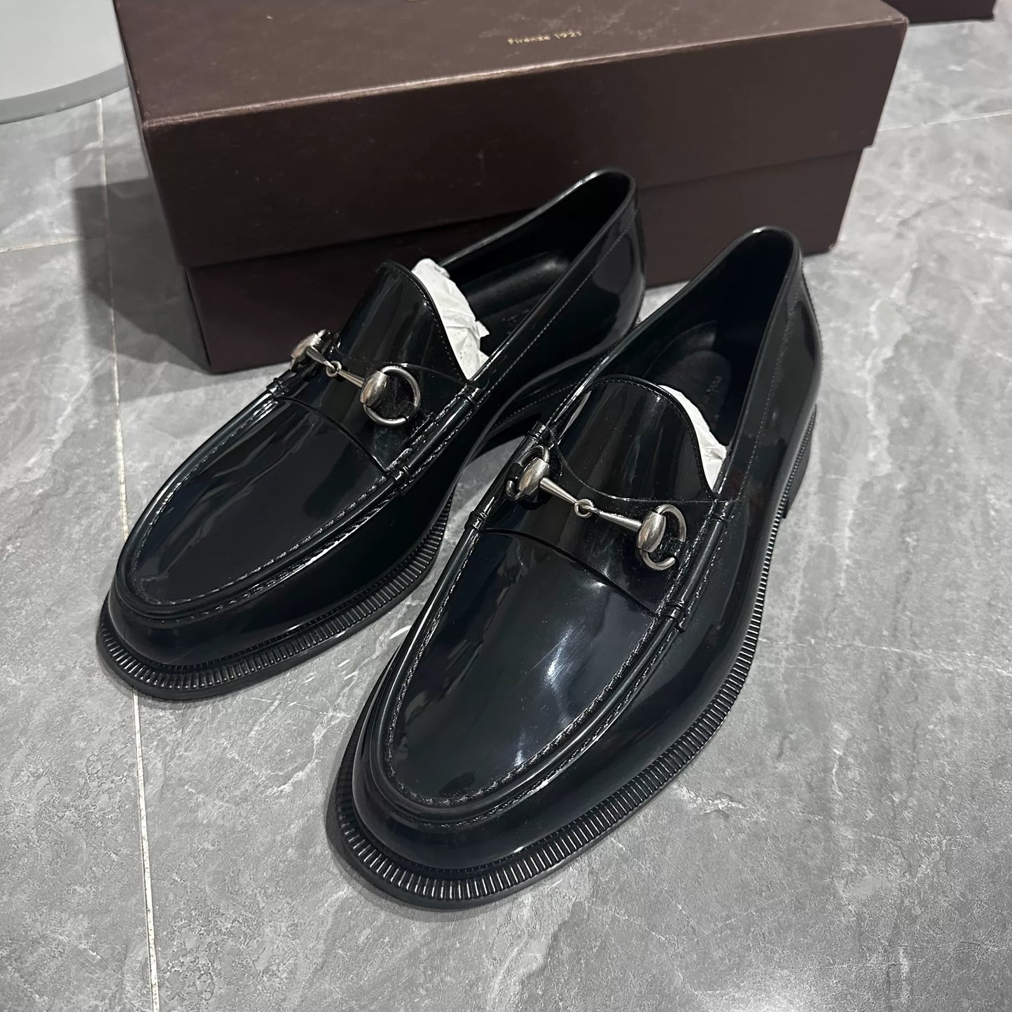GUCCI Black Loafer Rain Boots