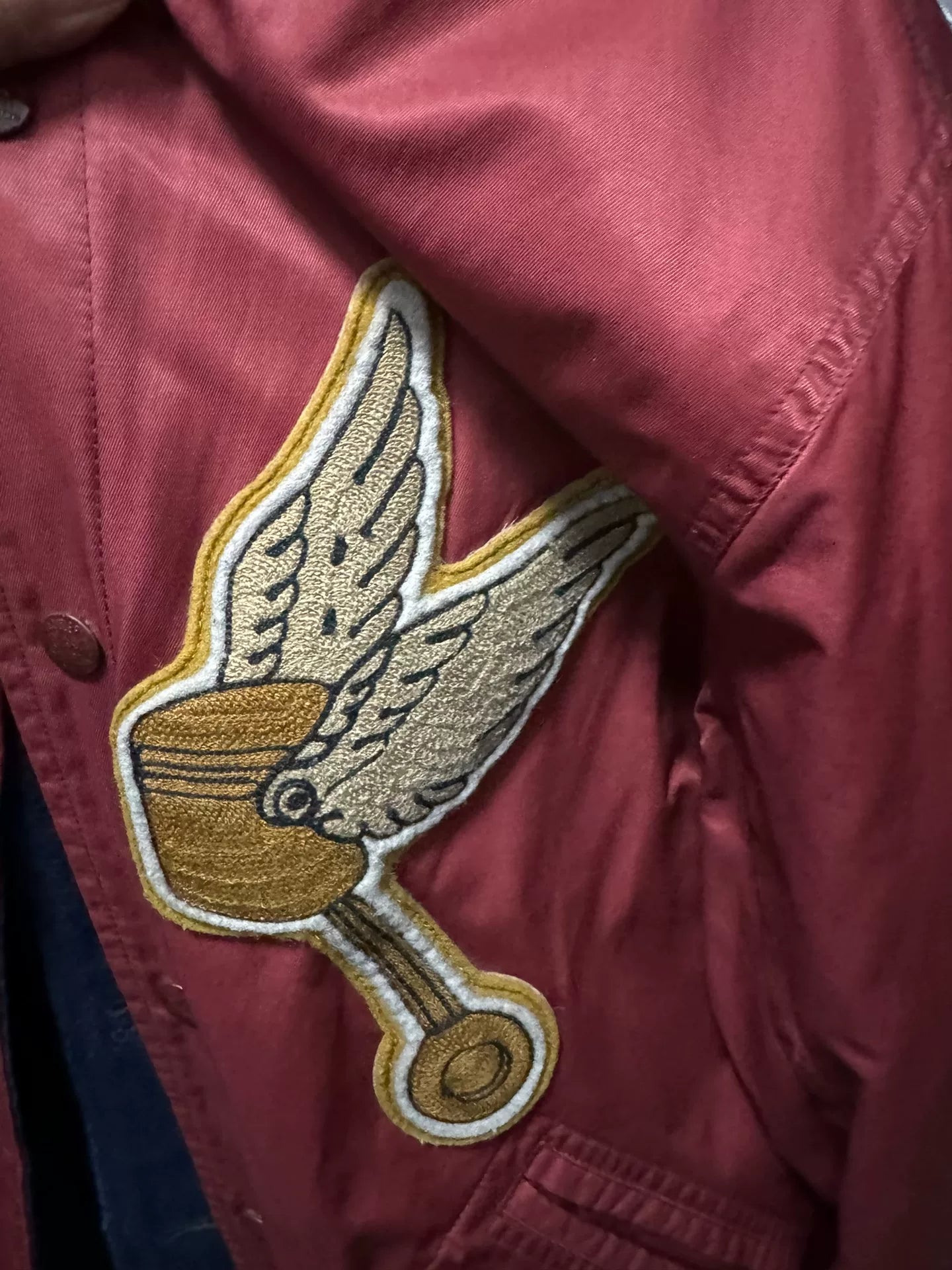 RRL Red Baseball Jacket with Patch