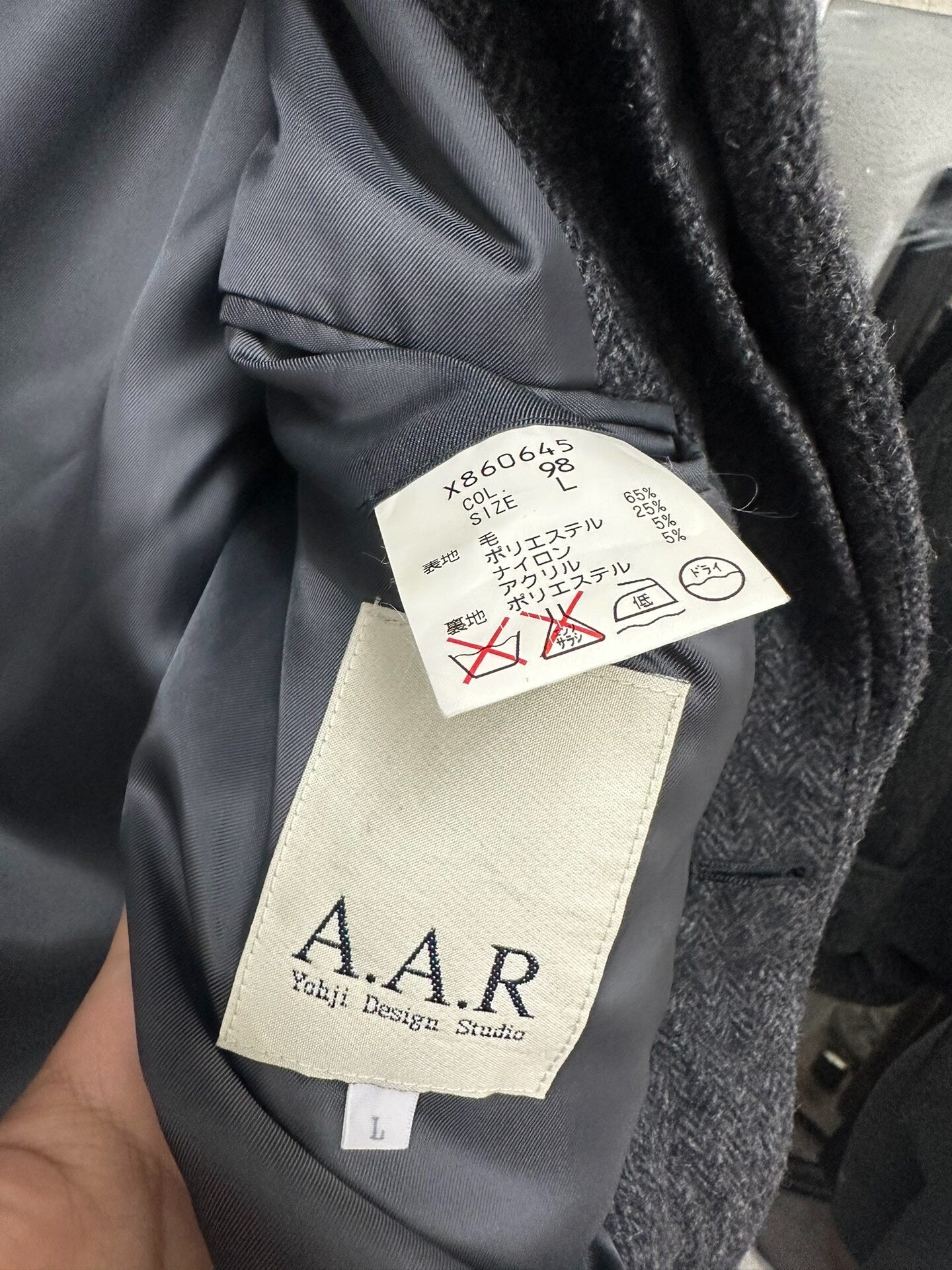 yohji yamamoto wool coat with unique design