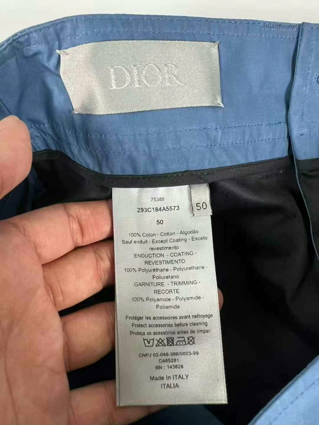dior blue cargo pants with lock buckle