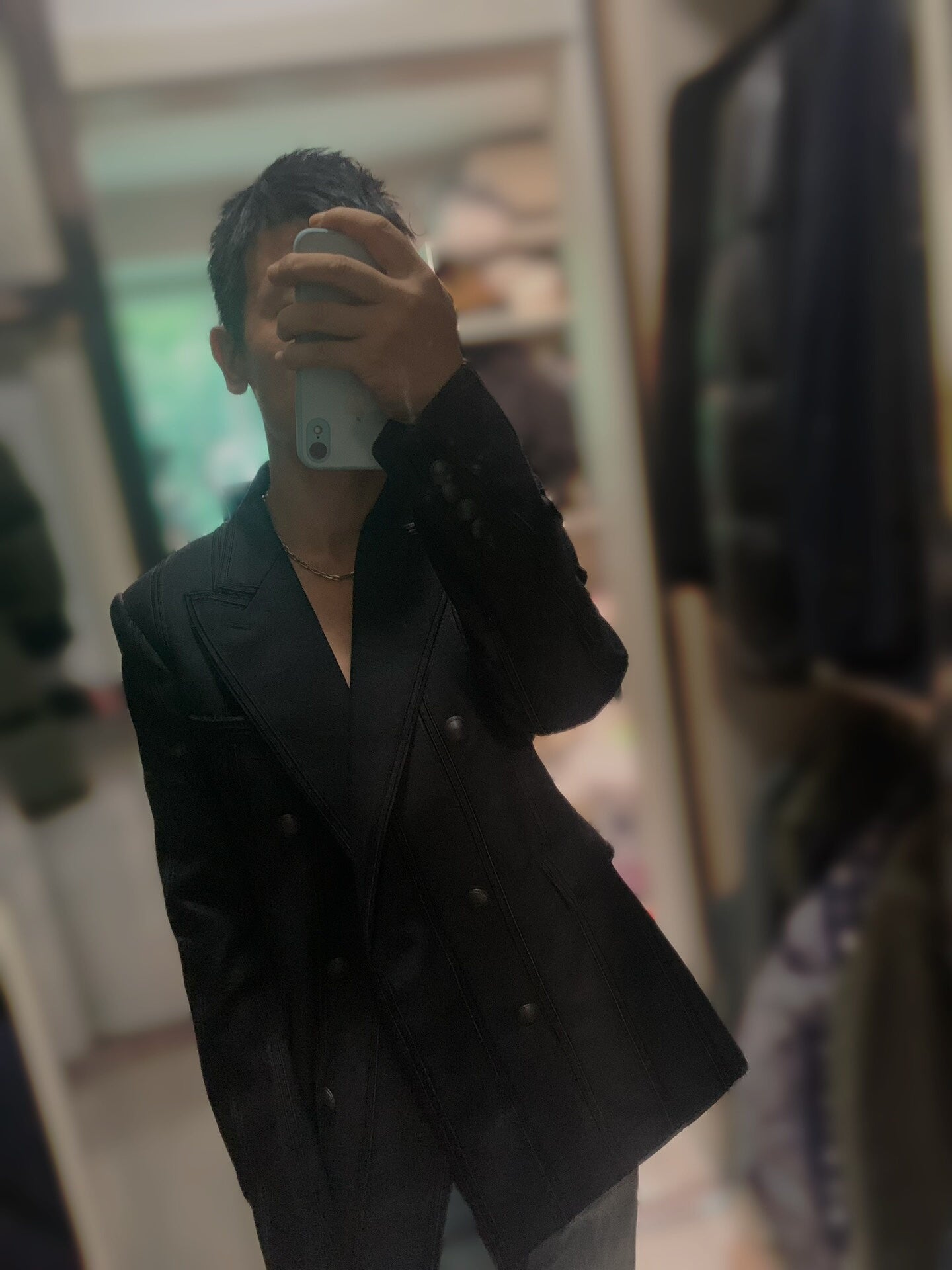 elegant black tailored double-breasted blazer