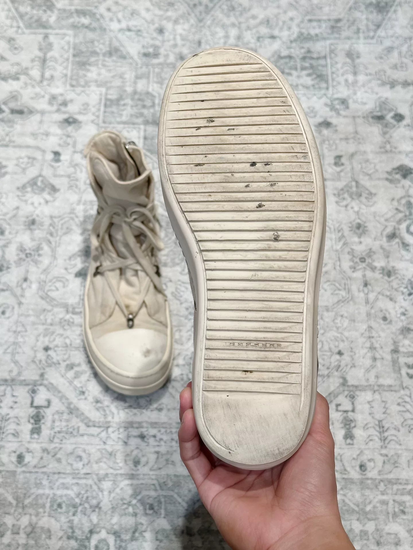 Rick Owens Canvas High-Top Sneakers