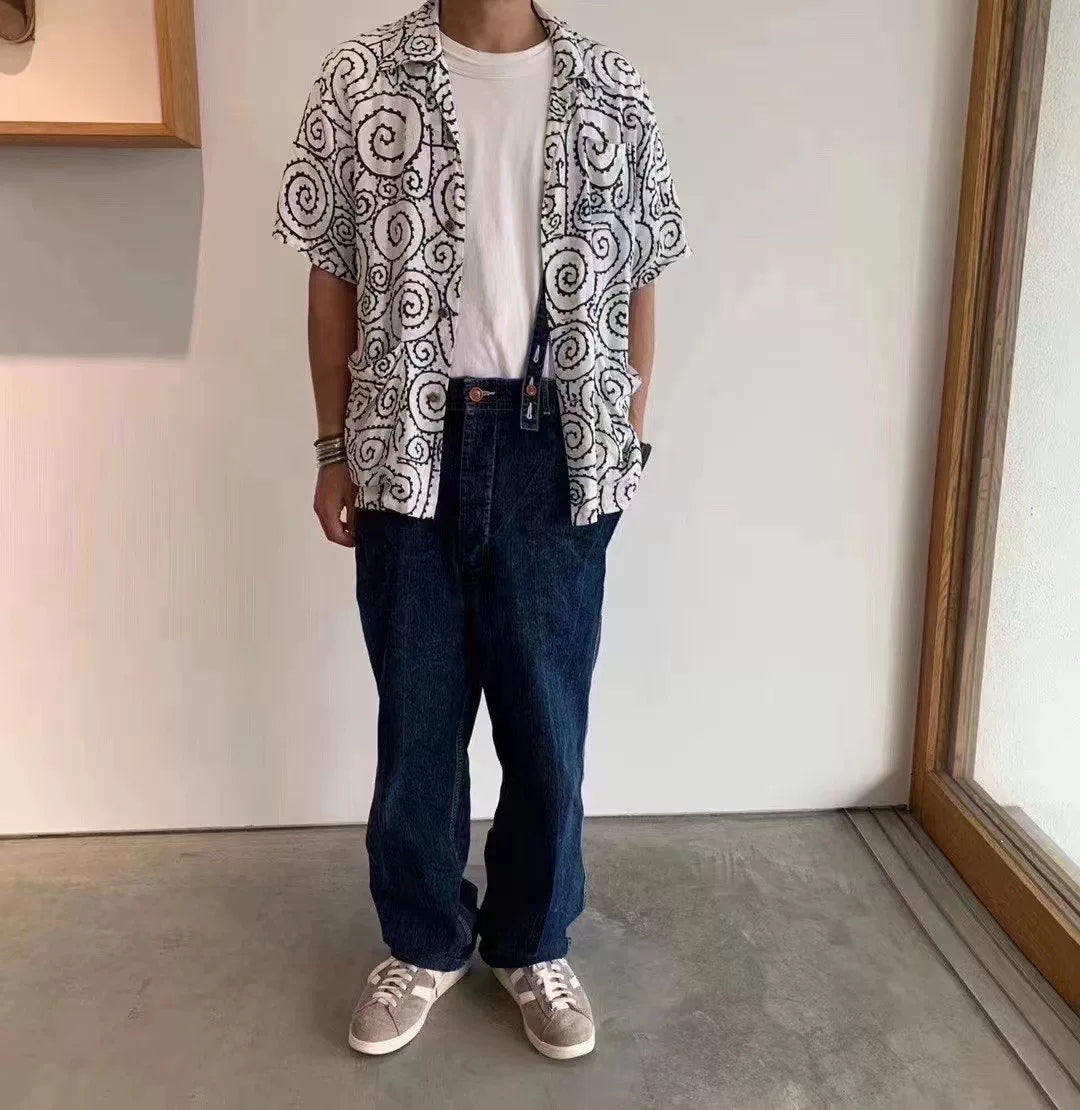 visvim ss camus braces pants in dry denim