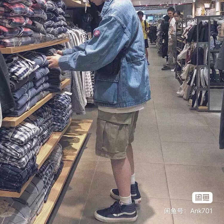 indigo oversized denim jacket with pockets