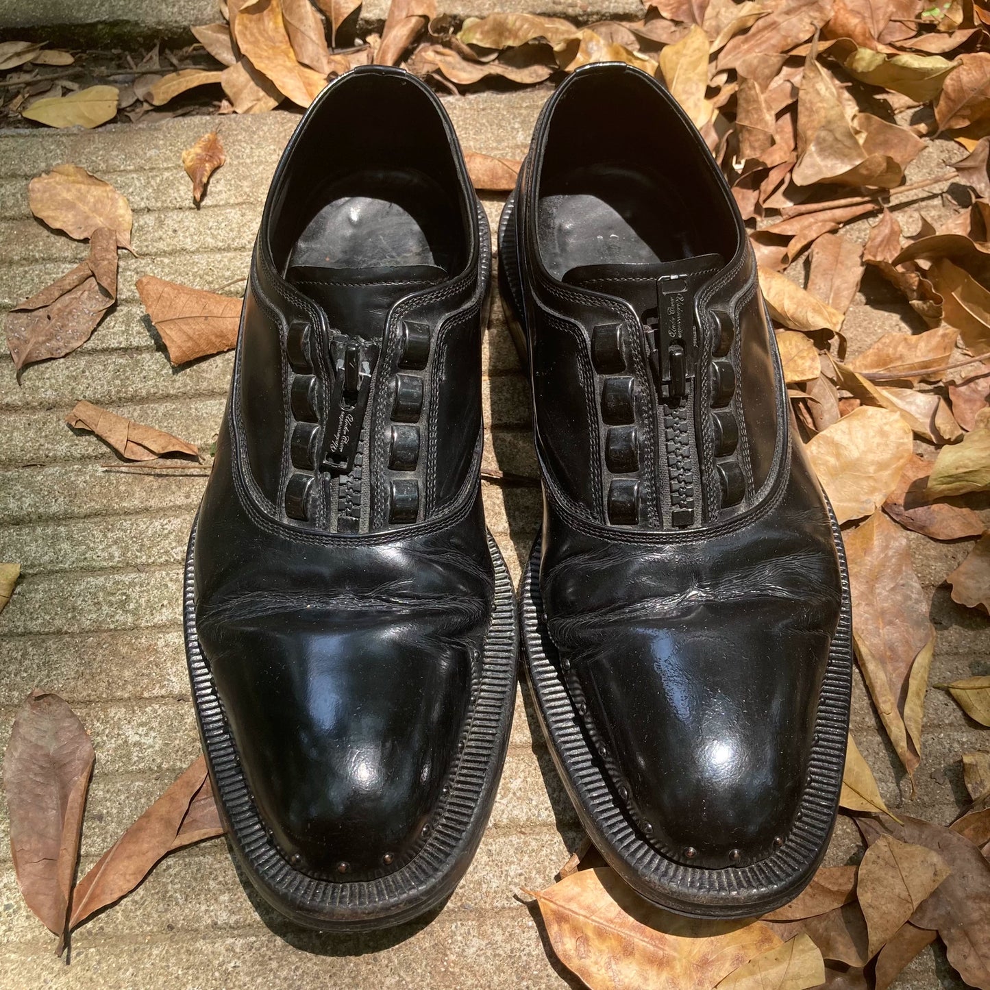 Undercover Patent Leather Zip Derby Shoes