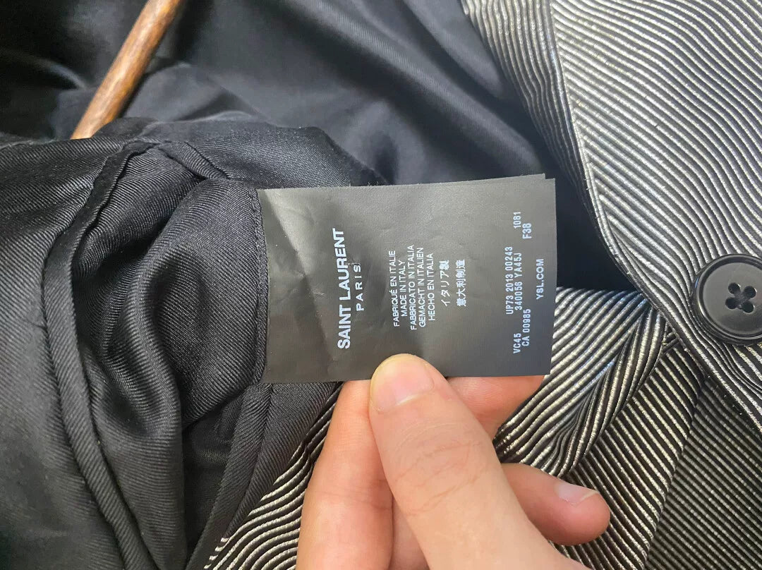 Saint Laurent Paris Gray Pinstripe Blazer