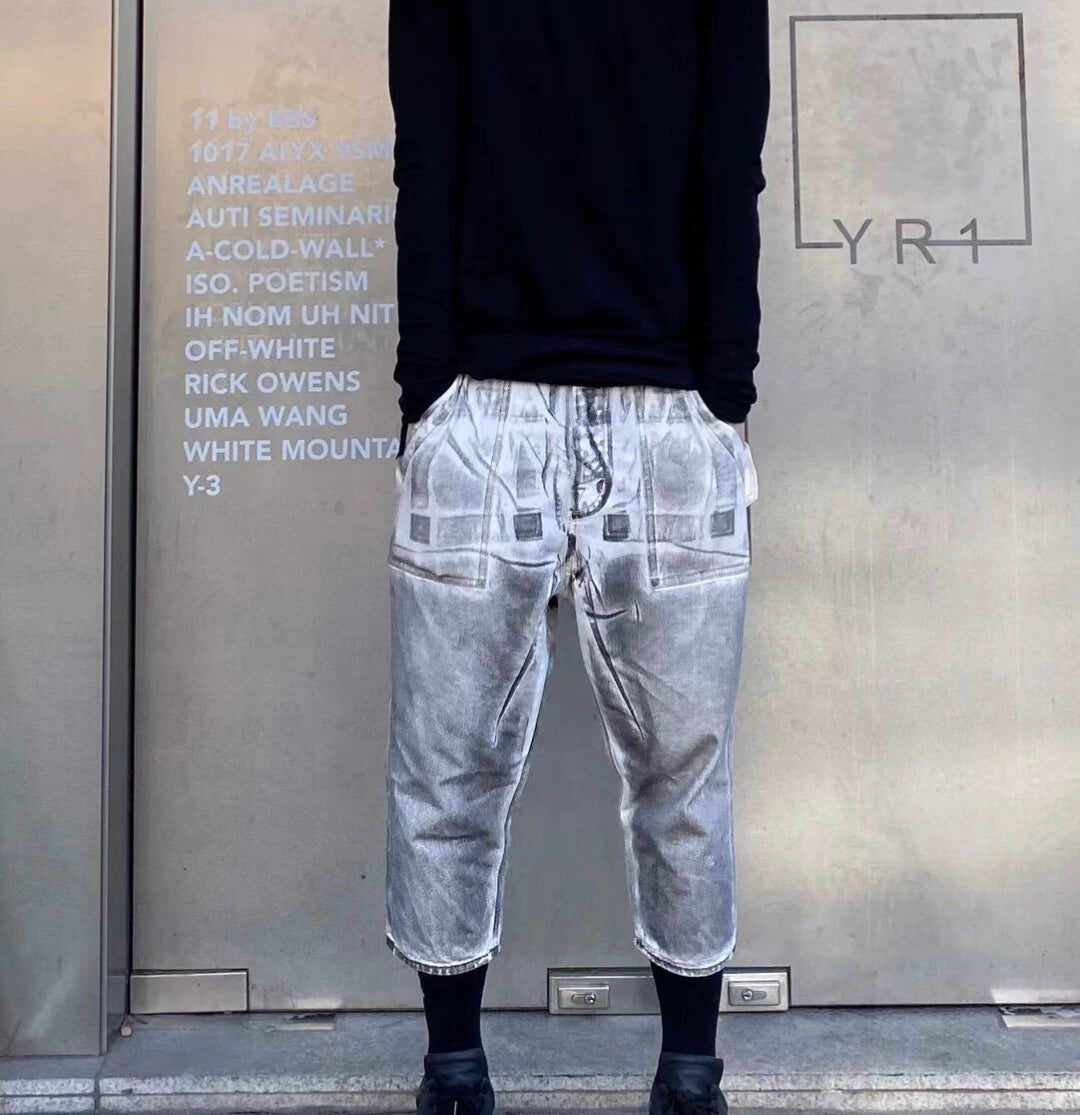 rick owens drkshdw zebra print long pants