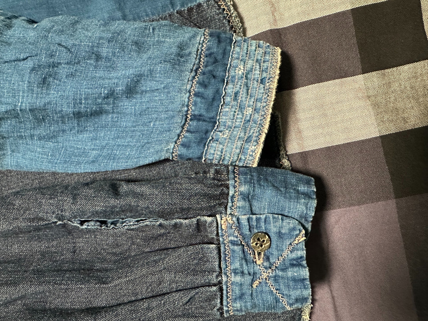 KAPITAL Blue Dye Patchwork Denim Shirt