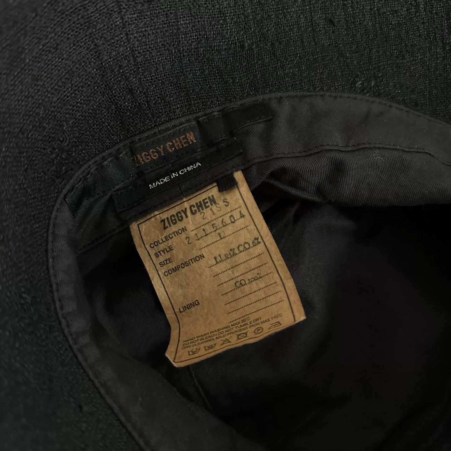 ziggy chen black linen fisherman hat