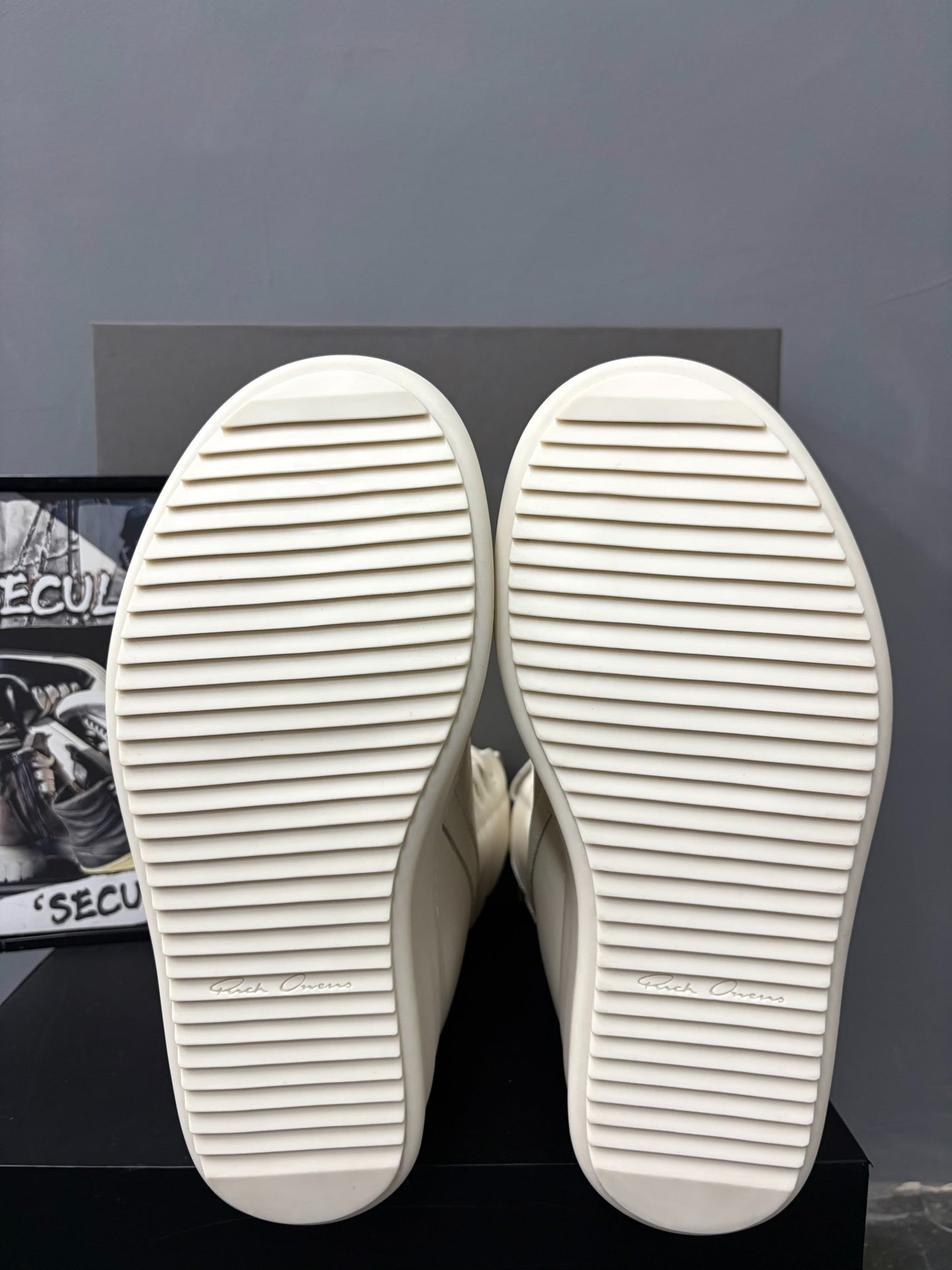 Rick Owens Mega Show Milk White Geobasket Boots