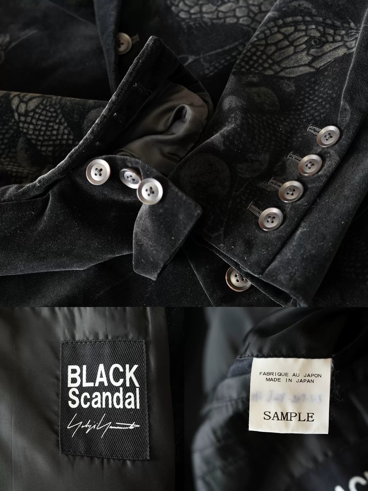 yohji yamamoto velvet jacket with grapes design