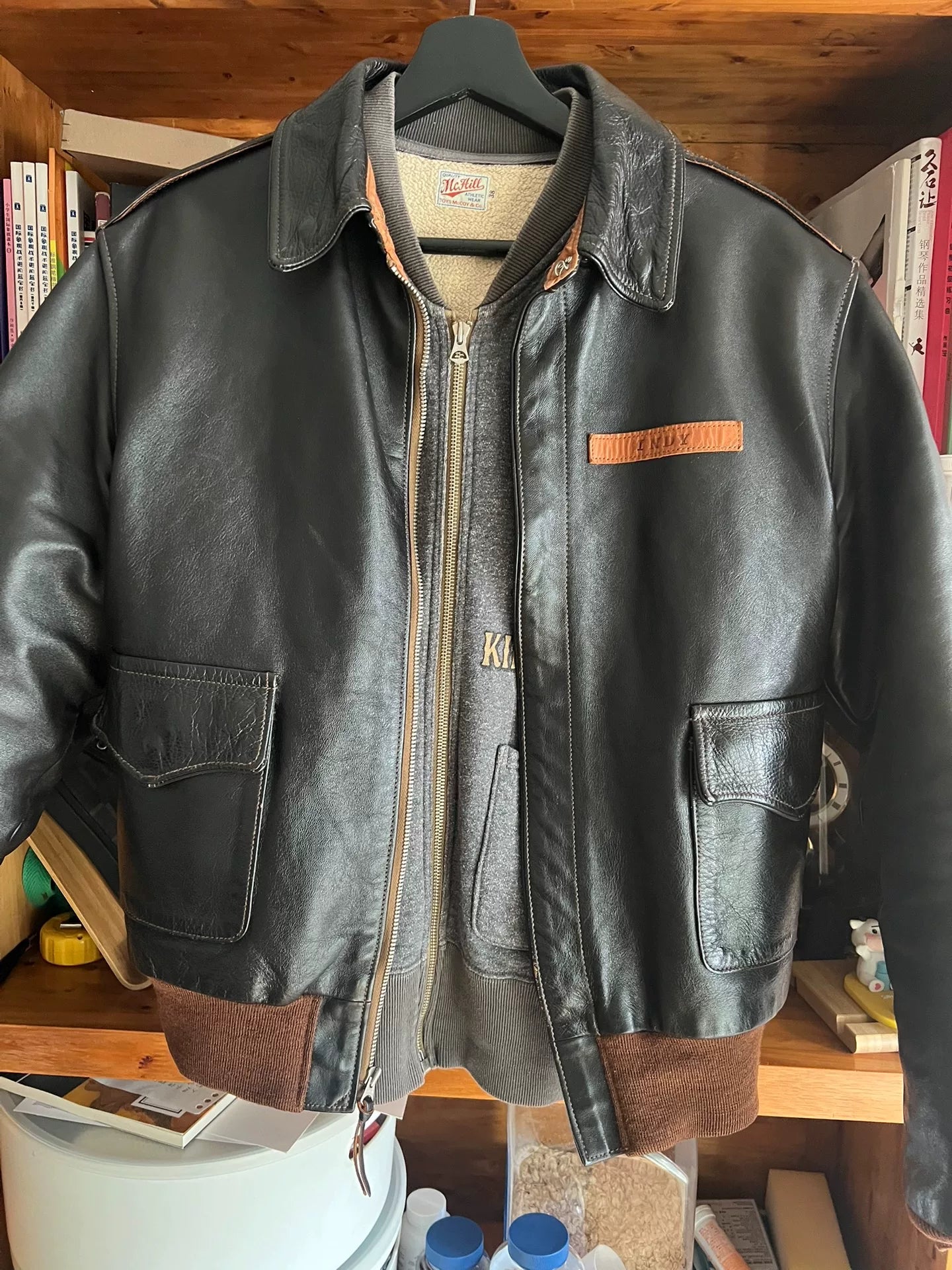 vintage gray zip-up sweatshirt with gold print