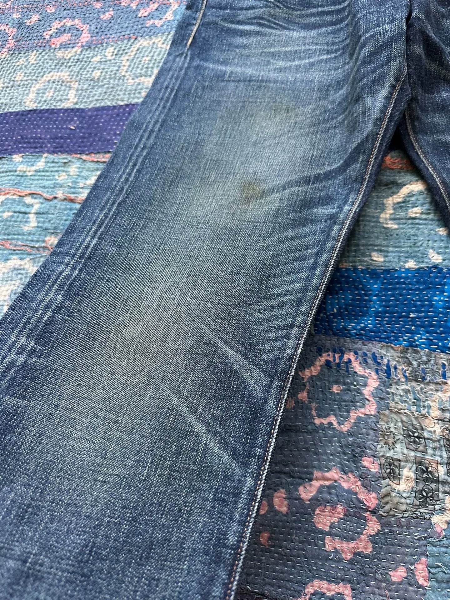 rrl slim fit distressed denim jeans