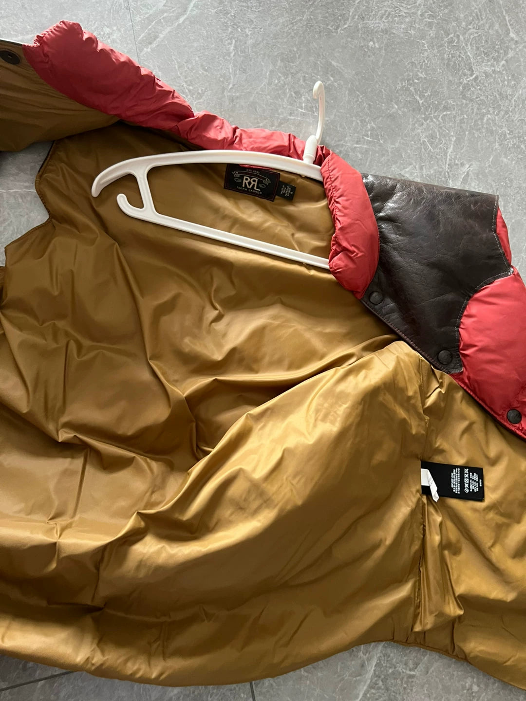 RRL Down Vest with Leather Details