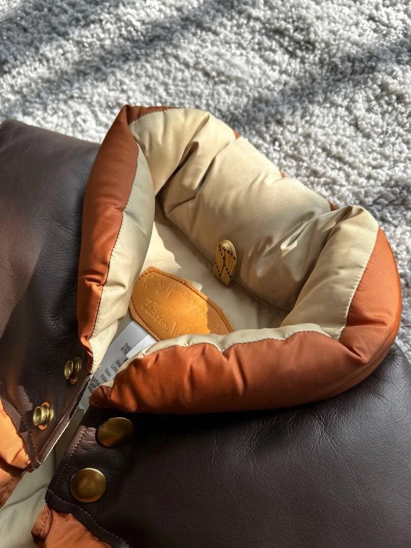 rocky mountain down vest in brown color