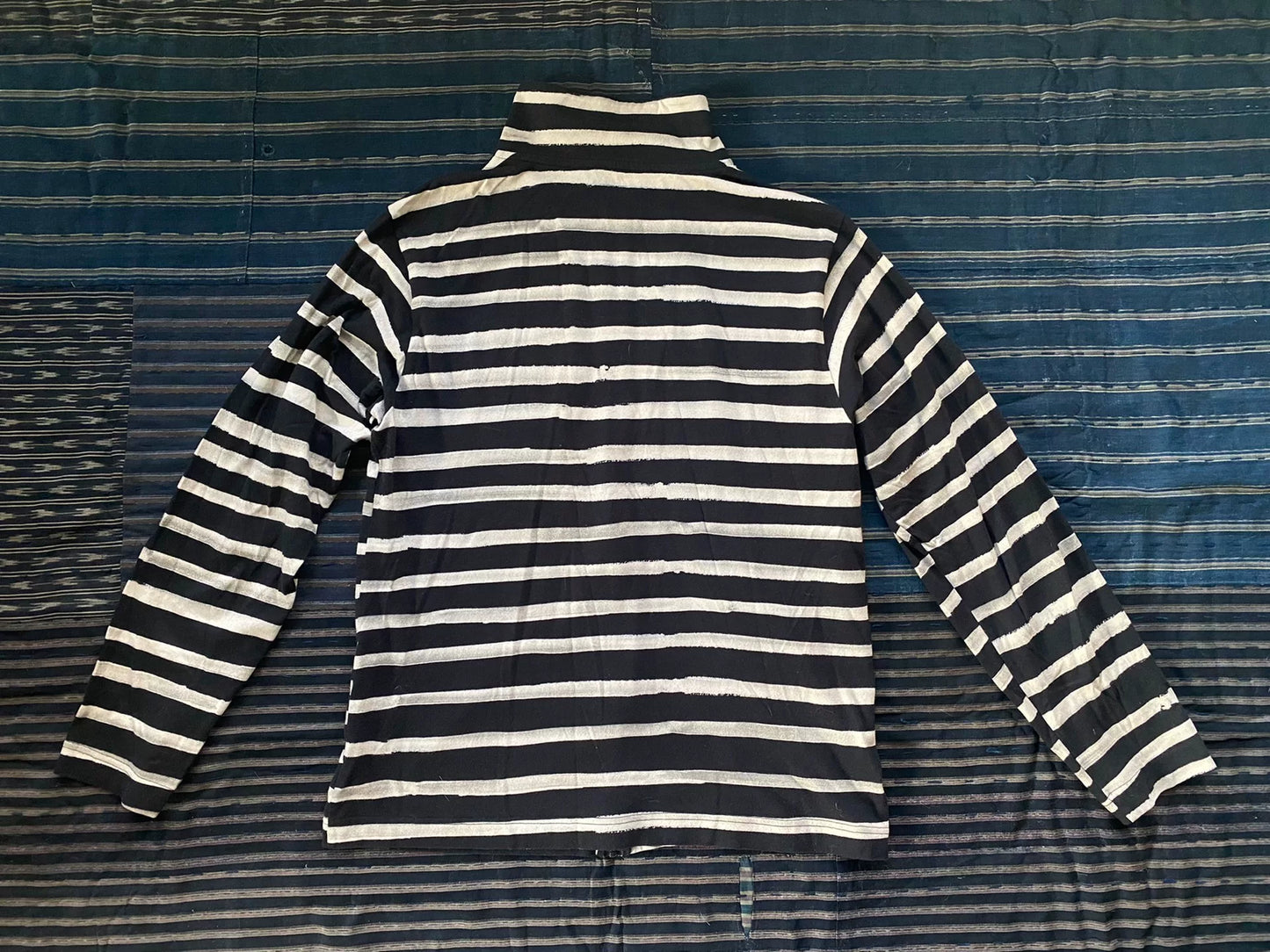 black and white striped zip sweatshirt
