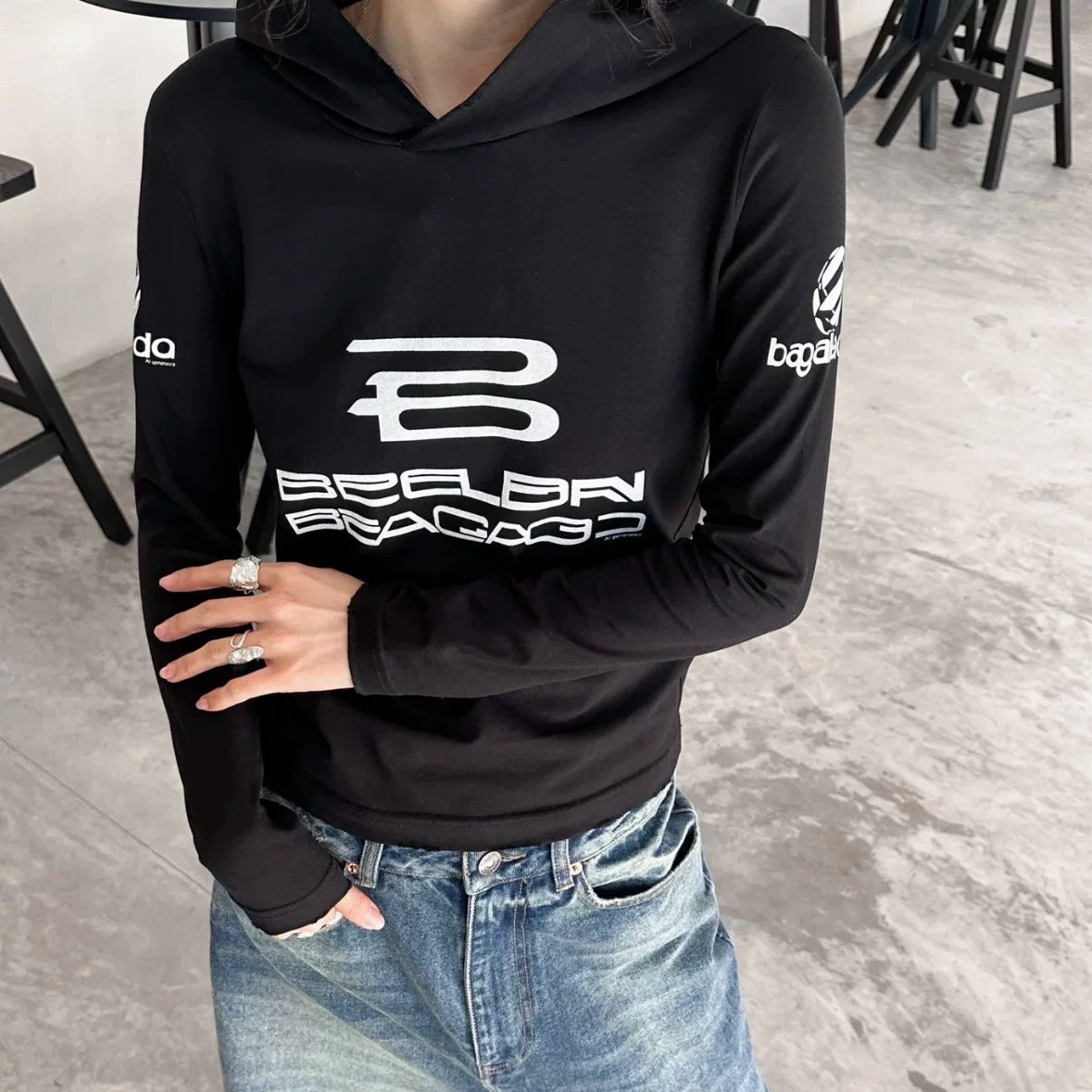 Balenciaga Logo Hoodie Black Size M