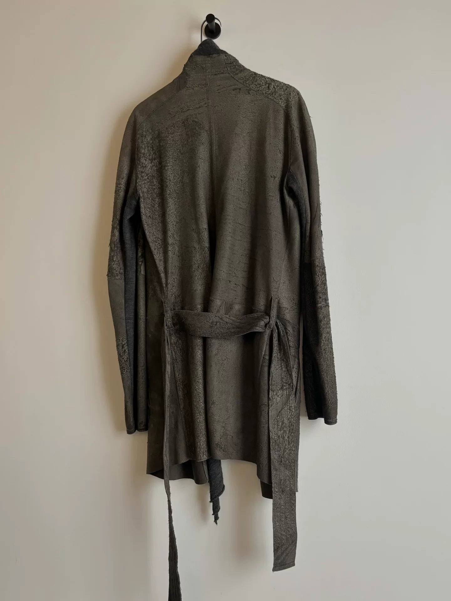 handmade distressed lambskin trench coat