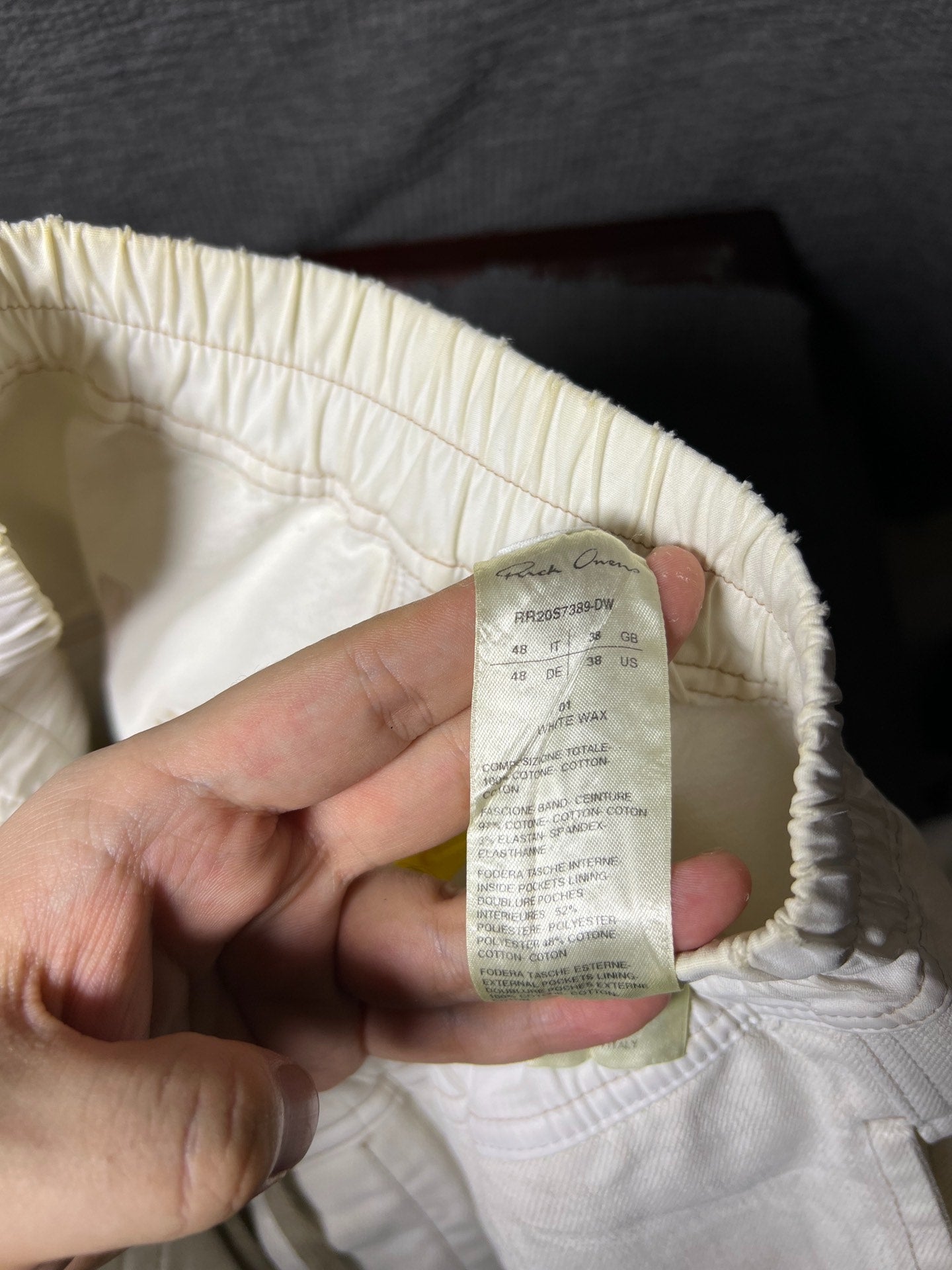 Rick Owens White Waxed Shorts